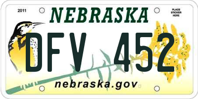 NE license plate DFV452