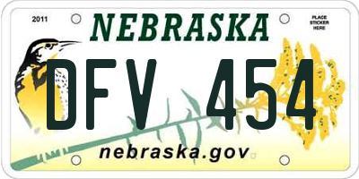 NE license plate DFV454