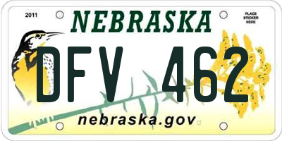 NE license plate DFV462