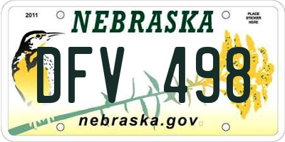 NE license plate DFV498