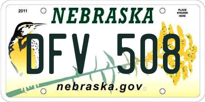 NE license plate DFV508