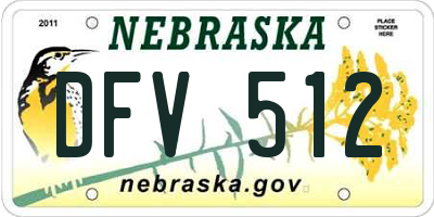 NE license plate DFV512