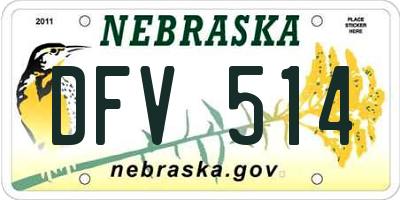NE license plate DFV514