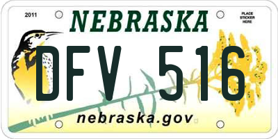 NE license plate DFV516