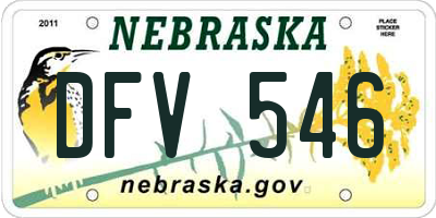 NE license plate DFV546