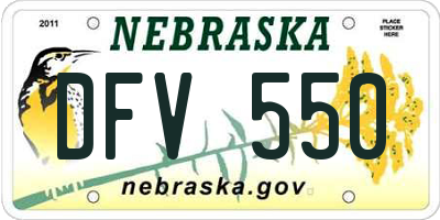 NE license plate DFV550