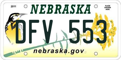 NE license plate DFV553