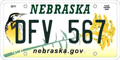 NE license plate DFV567