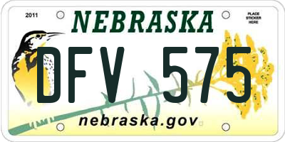 NE license plate DFV575