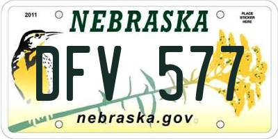 NE license plate DFV577