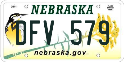 NE license plate DFV579