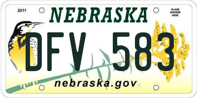 NE license plate DFV583