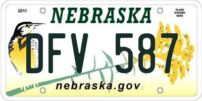 NE license plate DFV587