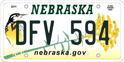 NE license plate DFV594