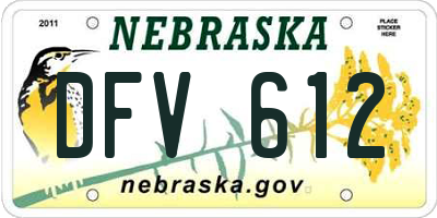NE license plate DFV612