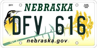 NE license plate DFV616
