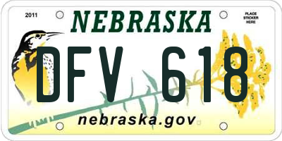 NE license plate DFV618