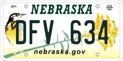 NE license plate DFV634