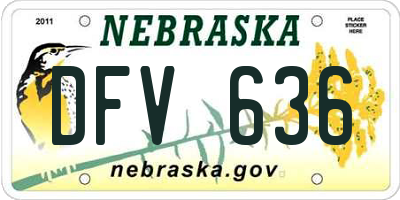 NE license plate DFV636
