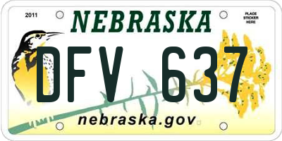 NE license plate DFV637