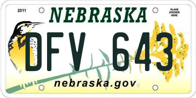 NE license plate DFV643