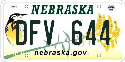 NE license plate DFV644