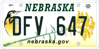 NE license plate DFV647