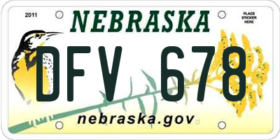 NE license plate DFV678