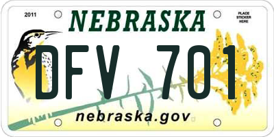 NE license plate DFV701
