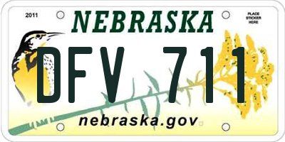 NE license plate DFV711