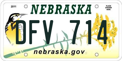 NE license plate DFV714
