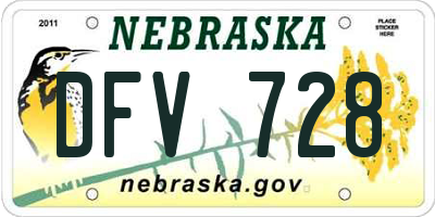 NE license plate DFV728