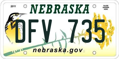 NE license plate DFV735