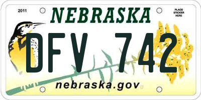 NE license plate DFV742