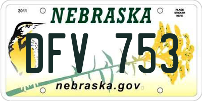 NE license plate DFV753