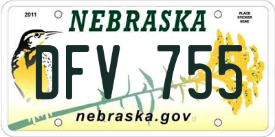 NE license plate DFV755