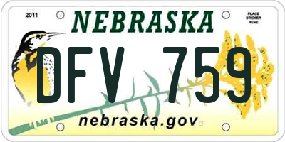 NE license plate DFV759