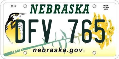 NE license plate DFV765