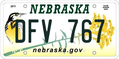 NE license plate DFV767