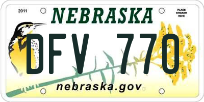 NE license plate DFV770