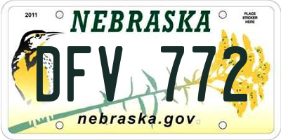 NE license plate DFV772