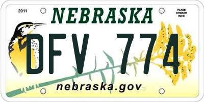 NE license plate DFV774