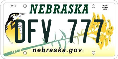 NE license plate DFV777