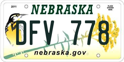 NE license plate DFV778