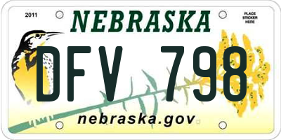 NE license plate DFV798
