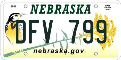 NE license plate DFV799