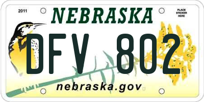 NE license plate DFV802