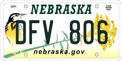 NE license plate DFV806