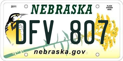 NE license plate DFV807
