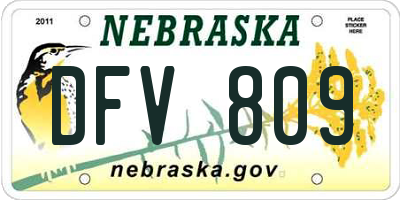NE license plate DFV809